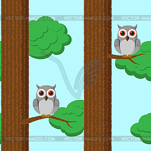 Seamless pattern with owls - vector clipart / vector image