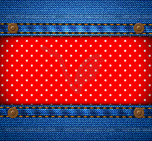 Jeans frame with polka dot patch - vector image