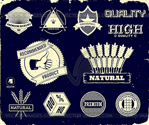 Vintage labels on black. Collection  - vector clip art