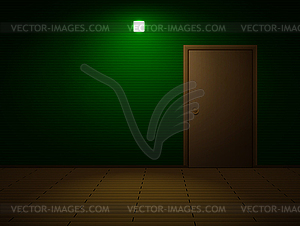 Very dark room with door - vector clipart