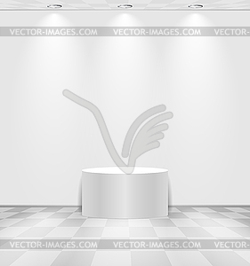 White room with round stage - vector image