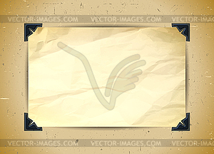 Crumpled paper with photo corners - vector clip art