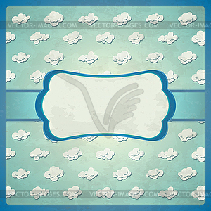 Aged lace frame with clouds - stock vector clipart