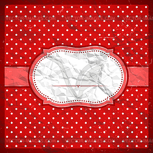 Vintage crumpled polka dot frame - vector clip art