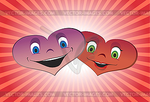 Couple of loving hearts - vector clipart