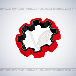 Red 3D gear - vector image