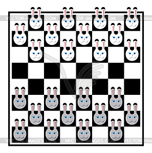 Chess board with rabbits - vector EPS clipart