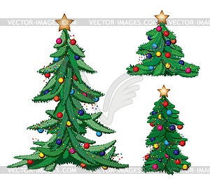 Set of ornate Christmas trees - vector image