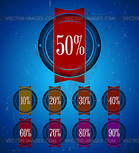 Set of sale labels with ribbon - vector clip art