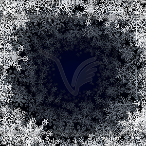 Round snowfall frame - vector image