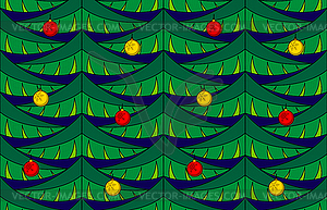 Fir seamless pattern with baubles - color vector clipart