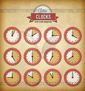 Набор старинных часов - клипарт в векторном формате
