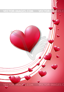 День святого Валентина карта с разбросанными сердца - клипарт