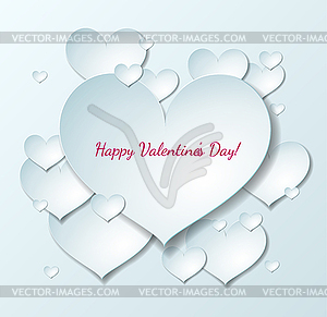 Valentines Day card with paper hearts - vector clipart