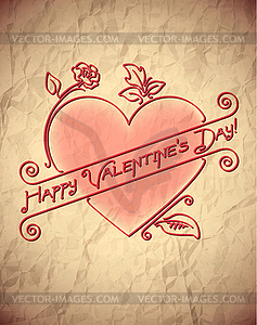 Crumpled Valentines Day card - vector clipart