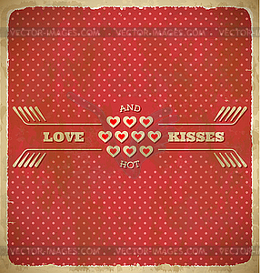 Valentine`s Day polka dot card with tiny hearts - vector clipart