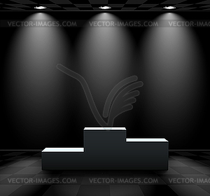 Dark room with lightened pedestal - vector clipart