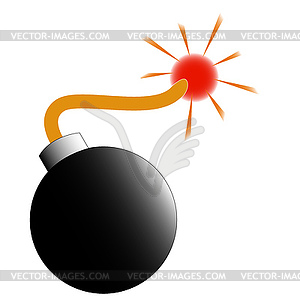 Black bomb burning - vector clip art