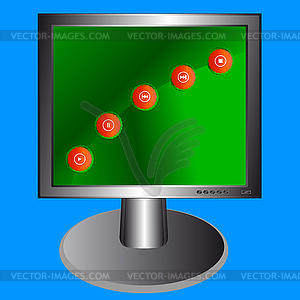 Monitor with icons - vector clipart / vector image