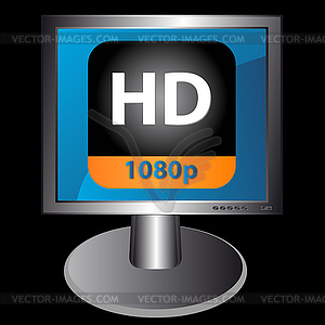 Hd icon in monitor - vector clip art