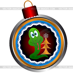 Sphere on fir-tree by Christmas - royalty-free vector clipart