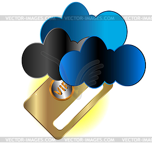 Vip card in clouds - vector image