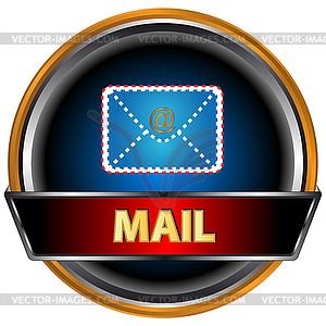 Blue button email - vector image