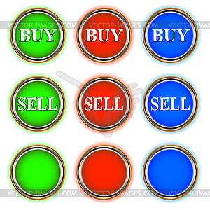 Green red and blue buttons - vector clipart