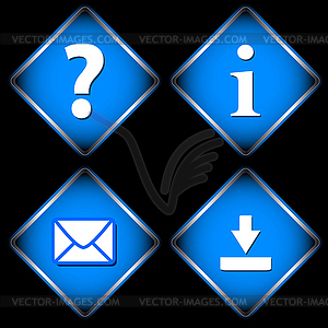 Four blue web icons - vector clipart