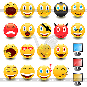 Big set of smiles - vector clipart