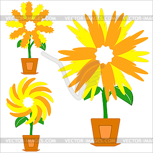 Flowers in pots - vector clipart / vector image