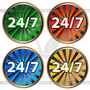 24/7 service icon - vector clip art