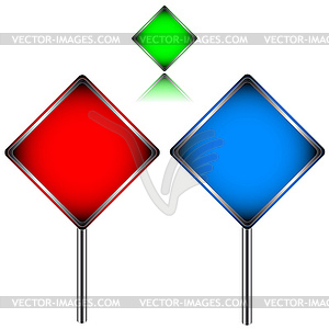 Three multi-colored signs - vector clipart