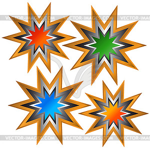 Four multi-colored stickers - vector clip art
