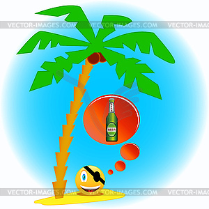 Pirate with palm - vector image