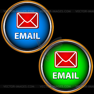 Blue and green buttons email - vector clipart