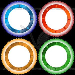 Четыре разноцветные стикеры - клипарт в векторе