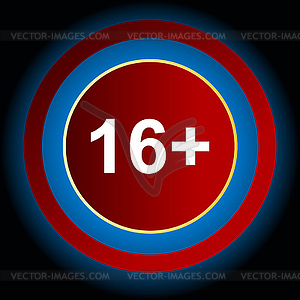 Sixteen plus icon - vector image