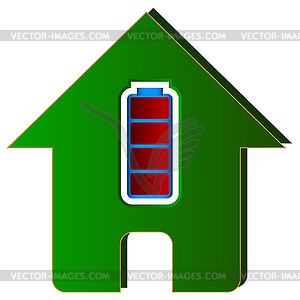 House with battery - vector image