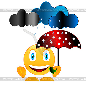 Улыбка с зонтиком - векторное изображение клипарта