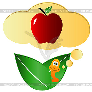 Leaves with worm - vector image