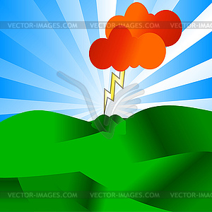 Lightning beating ground - vector image