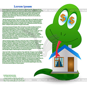 Змея и дома - иллюстрация в векторе