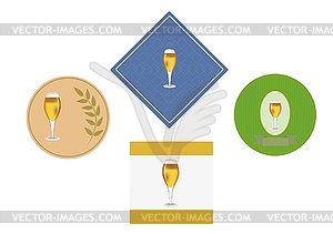 Label under a beer glass - vector image