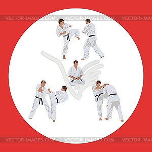 Set of images of karate - vector image