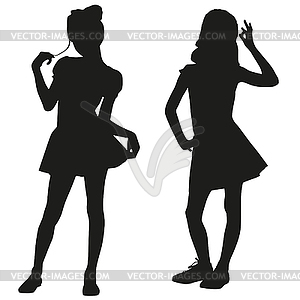 Silhouettes of kids - vector clipart