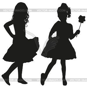 Silhouettes of kids - vector clip art