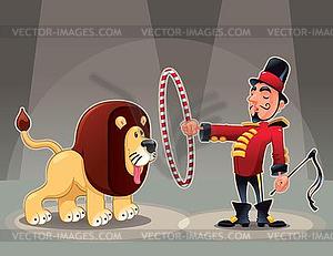 Lion Tamer with lion - vector image