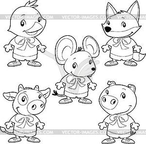 Cute animal family - vector clipart