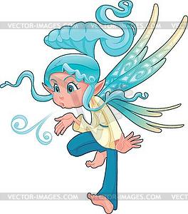 Young fairy blowing spell - vector image